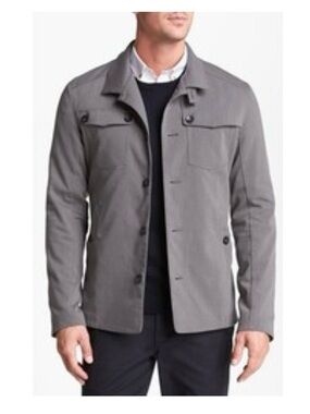 Men's NAU Gray Tech Gear Military-Style Button Front Jacket Blazer Size Medium